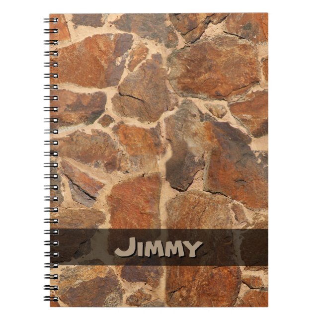 Golden Stonewall Pattern Warm Colours any Text Spiral Notebook (Front)
