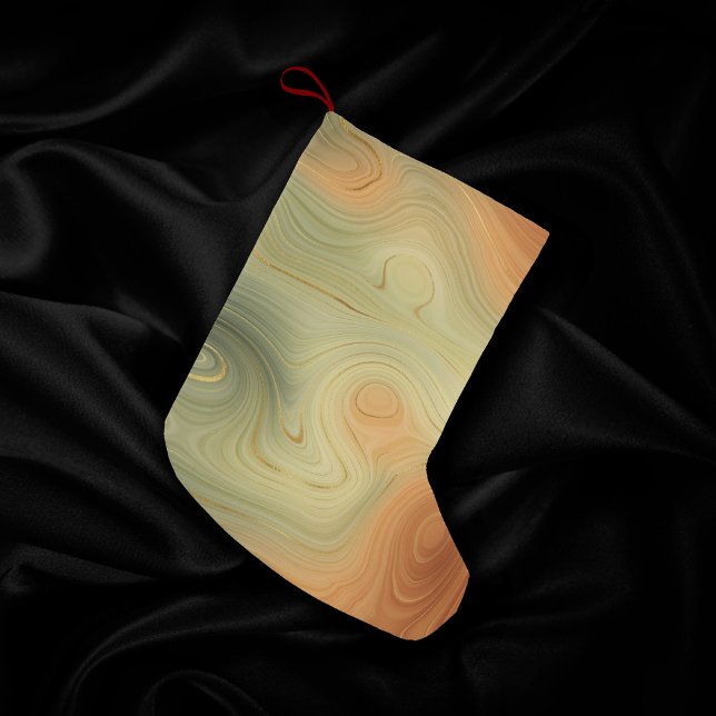Golden Strata | Peach Burnt Orange Green Agate Small Christmas Stocking (Creator Uploaded)
