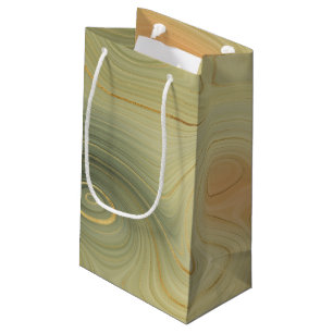 Golden Strata Peach Burnt Orange Green Agate Small Gift Bag