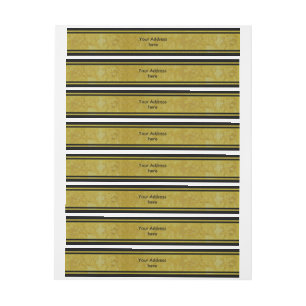Golden Stripes - black + your ideas Wraparound Address Label