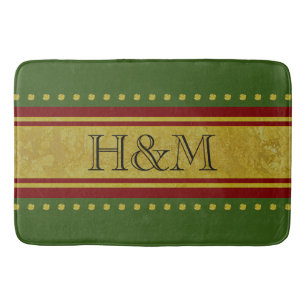 Golden Stripes - dark red + your text & ideas Bath Mat