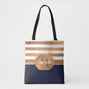 Golden Stripes Pattern Tote Bag
