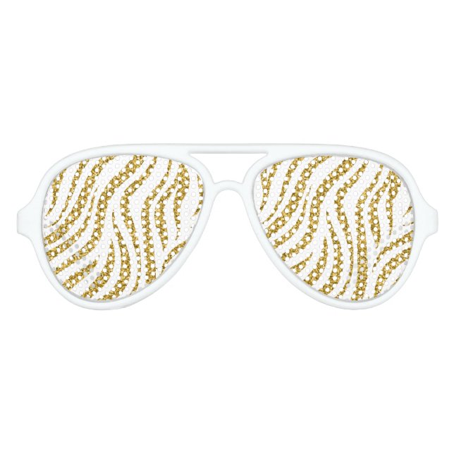 Golden stripes print, tiger stripes pattern aviator sunglasses (Front)