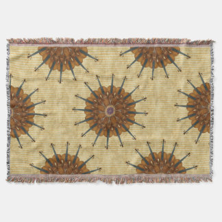 Golden Stripes with Violin Sunflowers Throw Blanket