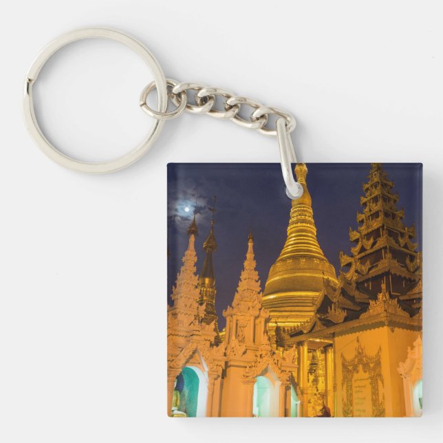 Golden Stupa And Temples Key Ring (Front)