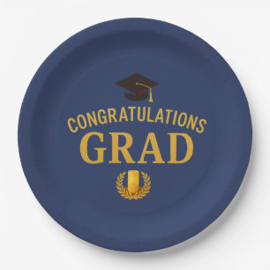 Golden Success Graduation Theme - Royal & Gold Paper Plate