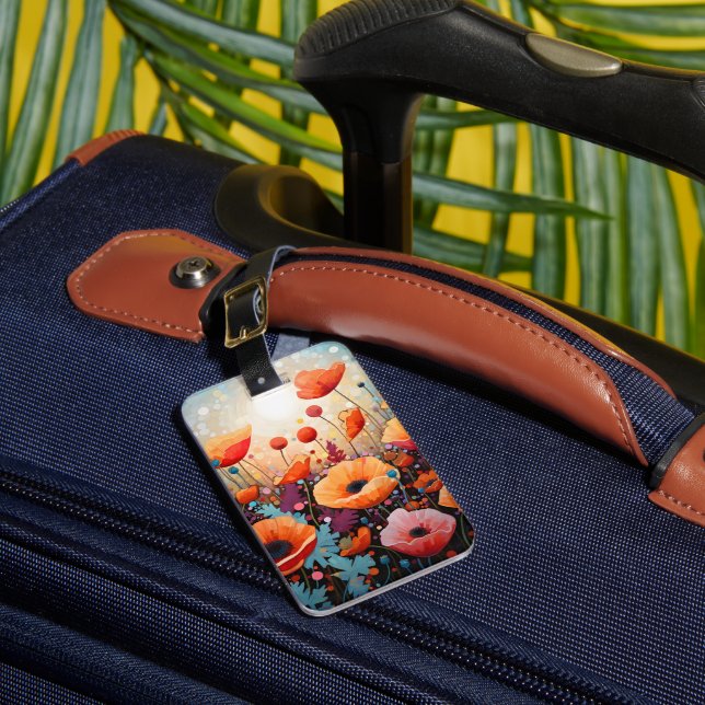 Golden Summer Glow Poppy Paradise Luggage Tag (Front Insitu 1)