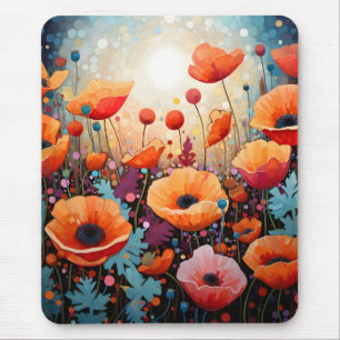 Golden Summer Glow Poppy Paradise Mouse Pad