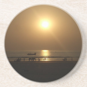 Golden Summer Sunset Reflection on the Beach Coaster