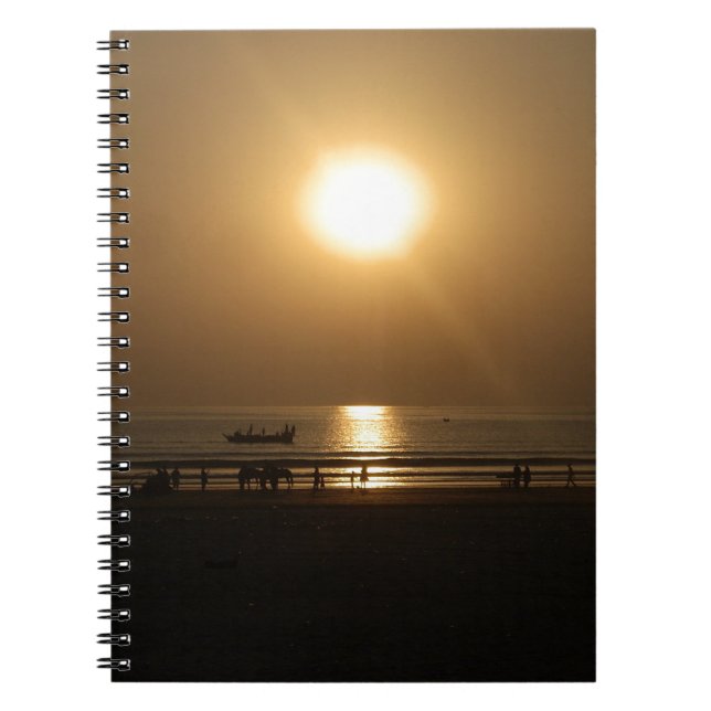 Golden Summer Sunset Reflection on the Beach Notebook (Front)