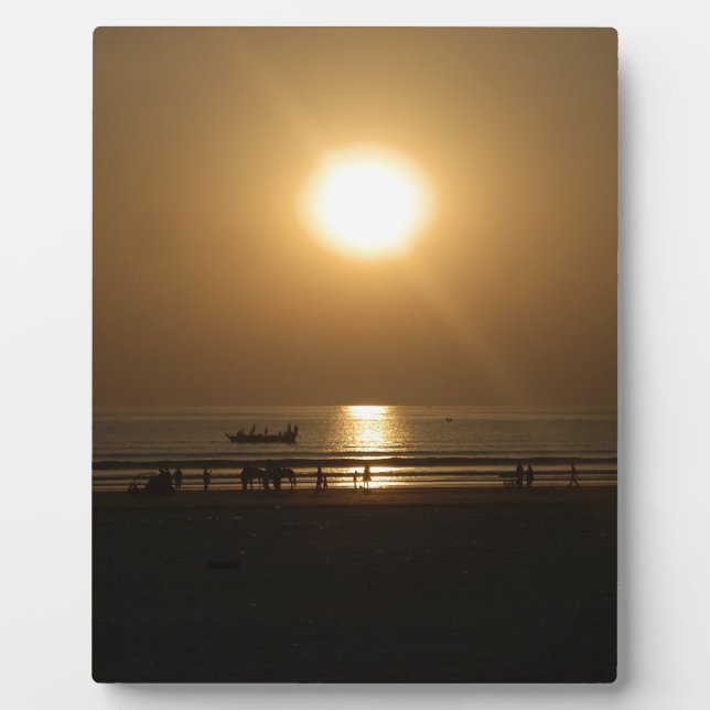 Golden Summer Sunset Reflection on the Beach Plaque (Front)