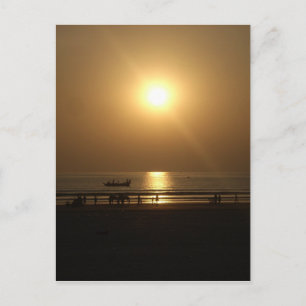 Golden Summer Sunset Reflection on the Beach Postcard