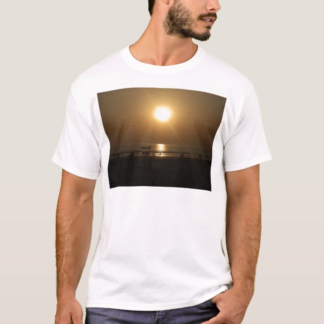 Golden Summer Sunset Reflection on the Beach T-Shirt (Front)