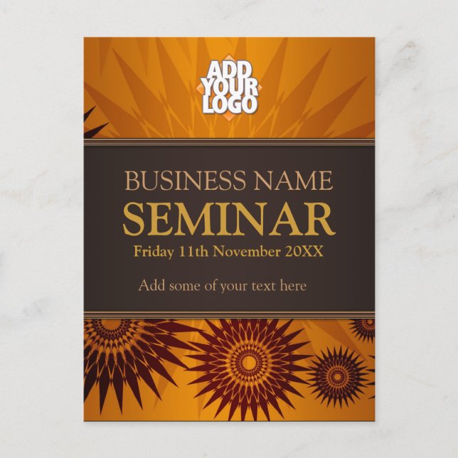 Golden Sun Business Seminar Workshop Invitation Postcard (Front)