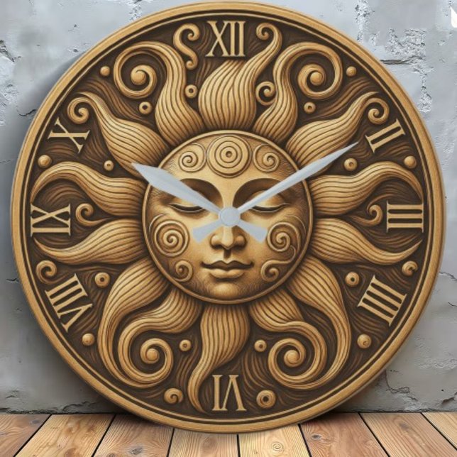 Golden sun celestial themed art boho sunshine large clock (Creator Uploaded)
