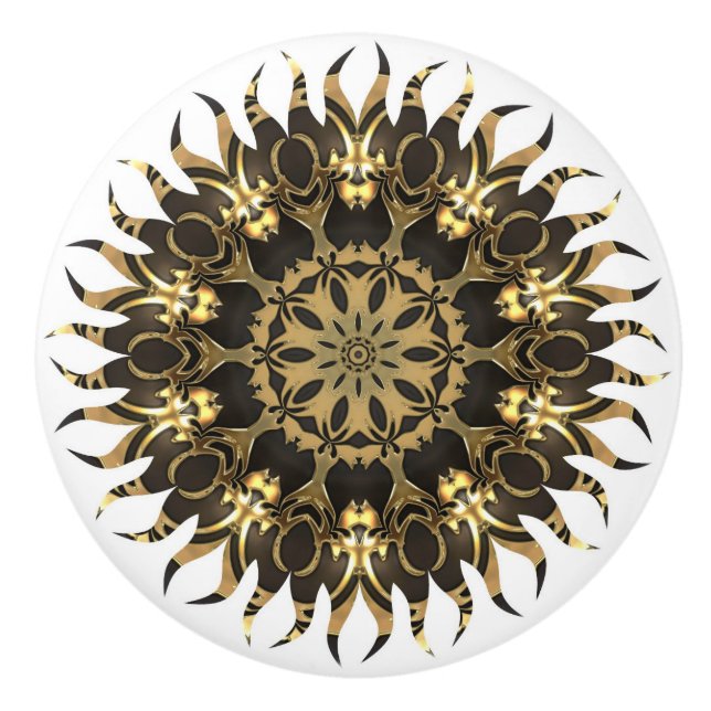 Golden Sun Flame Ceramic Knob (Front)