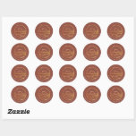 Golden sun logo wedding classic round sticker<br><div class="desc">Elevate your wedding presentation with these custom round stickers featuring a minimalist sunset line art emblem on a warm red-brown background. Personalised with the couple’s names and wedding date, these elegant stickers are perfect for sealing envelopes, decorating favour bags, gift boxes, or adding a special touch to place settings and...</div>