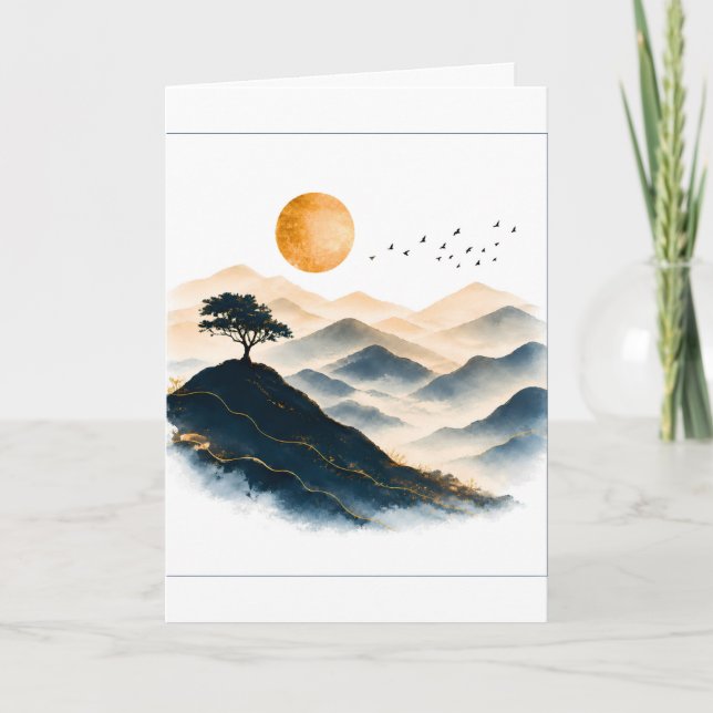 Golden Sun Mountain Landscape  Card (Front)