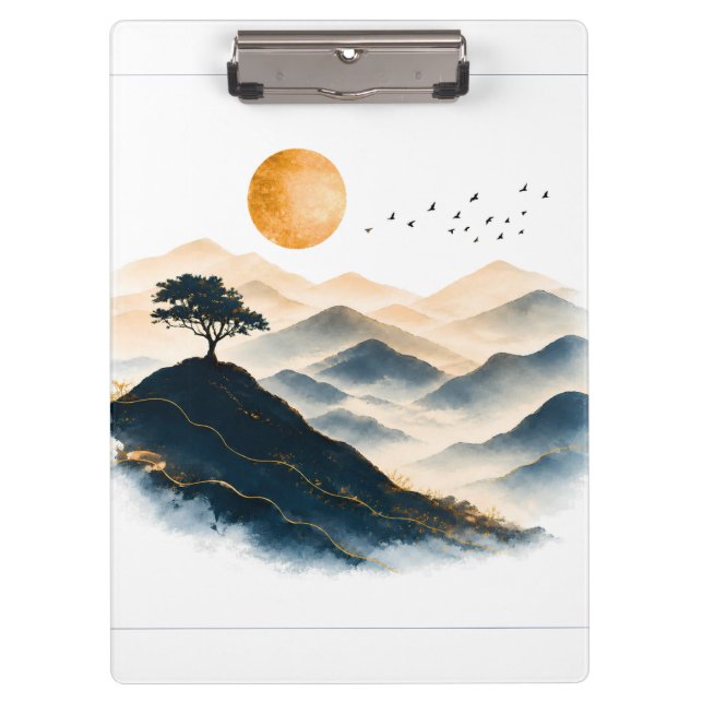 Golden Sun Mountain Landscape Clipboard (Front)