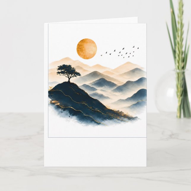 Golden Sun Mountains Landscape  Card (Front)