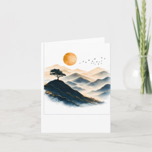Golden Sun Mountains Landscape Holiday   Seasonal Card