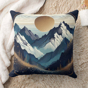 Golden Sun Over Mountain Peaks Cushion