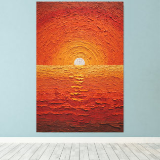 Golden Sun Over Ocean Horizon Abstract Wall Art