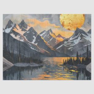 Golden Sun Over Snowy Mountains – Boho Wilderness Tissue Paper