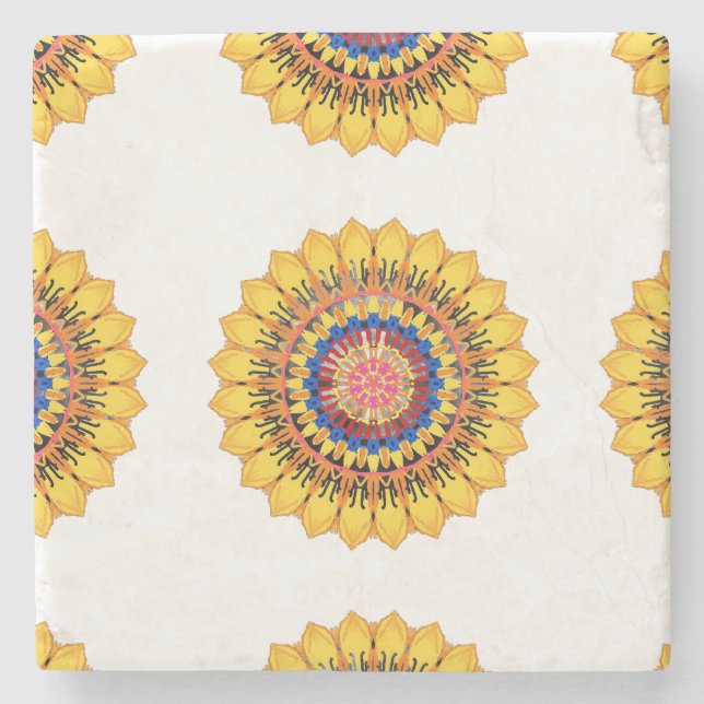 Golden sunburst  stone coaster (Front)