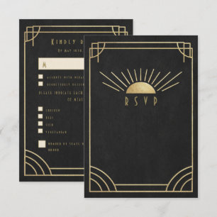 Golden Sunburst wedding RSVP Card