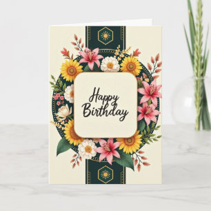 Golden Sunflower Birthday Card