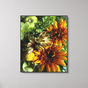 Golden Sunflower Botanical Art Canvas Print
