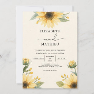 Golden Sunflower Botanicals Wedding Invitation