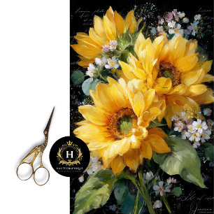 Golden Sunflower Bouquet Decoupage Tissue Paper