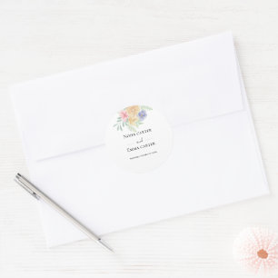 Golden Sunflower butterfly Meadow Wedding Classic Round Sticker