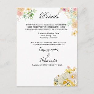 Golden Sunflower butterfly Meadow Wedding Enclosure Card