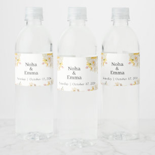 Golden Sunflower butterfly Meadow Wedding Water Bottle Label