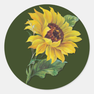 Golden Sunflower Classic Round Sticker