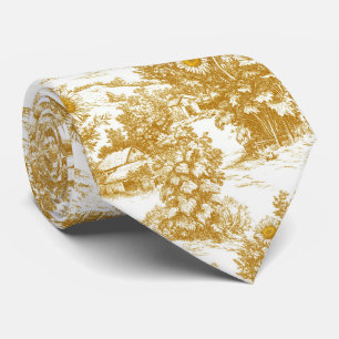 Golden Sunflower Cottage Toile Countryside Pattern Tie