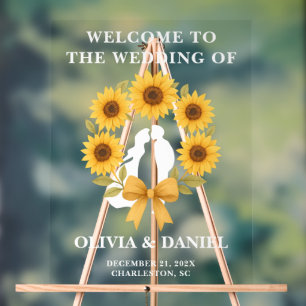 Golden Sunflower Fall Wedding Welcome Acrylic Sign
