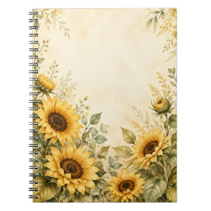 Golden Sunflower Garden Watercolor Notebook