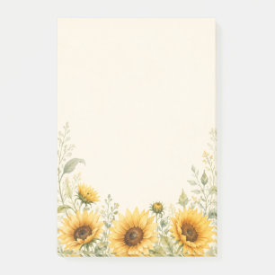 Golden Sunflower Garden Watercolor Post-it Notes