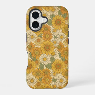 Golden Sunflower Meadow Warm Vintage Floral iPhone 16 Case