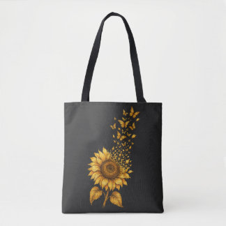 Golden Sunflower Metamorphosis Tote Bag