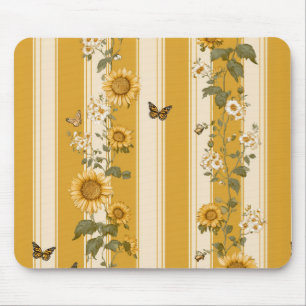 Golden Sunflower Monarch Butterfly Country Mouse Pad