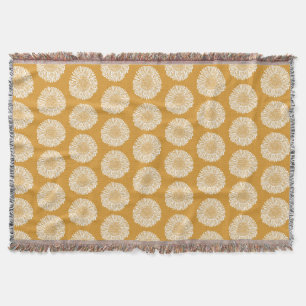 Golden Sunflower Pattern – Seamless Floral Design Throw Blanket