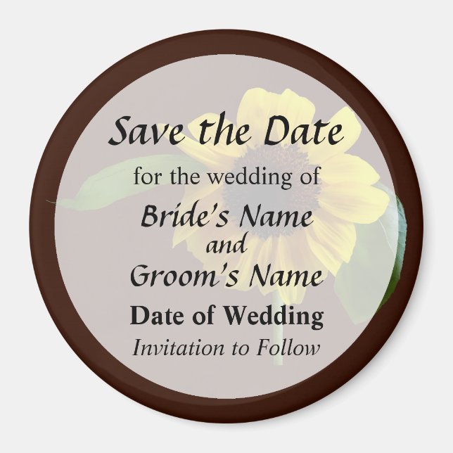 Golden Sunflower Save the Date Magnet (Front)