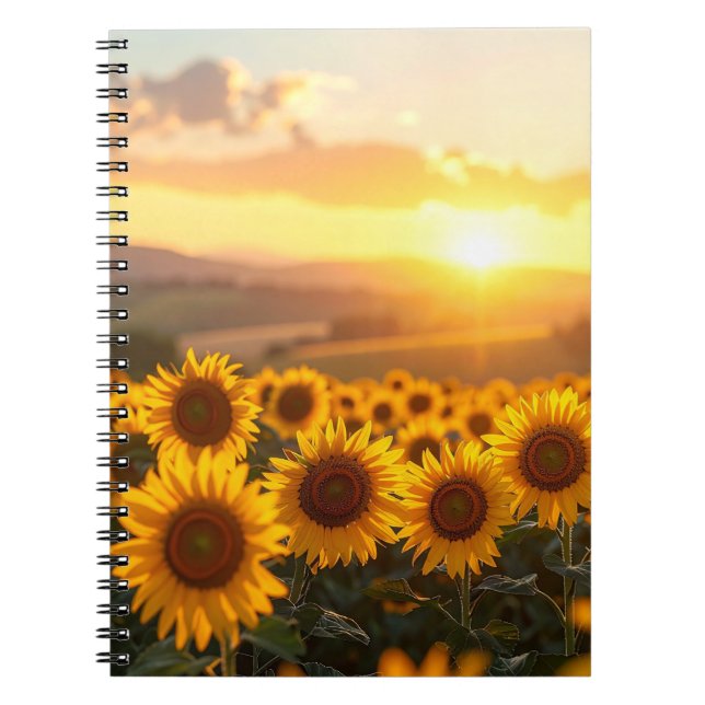 Golden Sunflower Spiral Photo Notebook (Front)