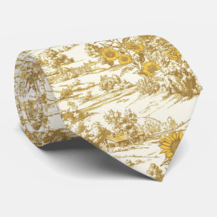 Golden Sunflower Summer Cottage Pattern Tie
