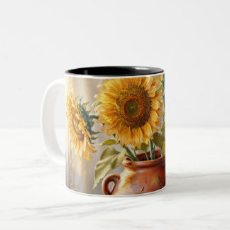 Golden Sunflowers Ceramic Mug – Vibrant Floral Oil